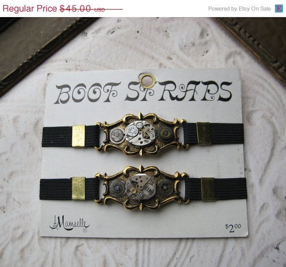 20% off EVERYTHING Steampunk Garters Antique Boot Straps Sleeve Bands pocket watch parts Leg Shoe Accessories Role Play Leggings