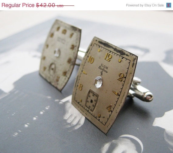 20% off EVERYTHING Steampunk ART DECO antique wristwatch parts cufflinks groomsmen jewelry wedding vintage jewellery