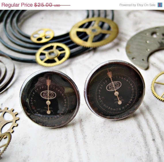 20% off EVERYTHING Steampunk cufflinks wedding antique gauges industrical mechanical rusty vintage machinery parts
