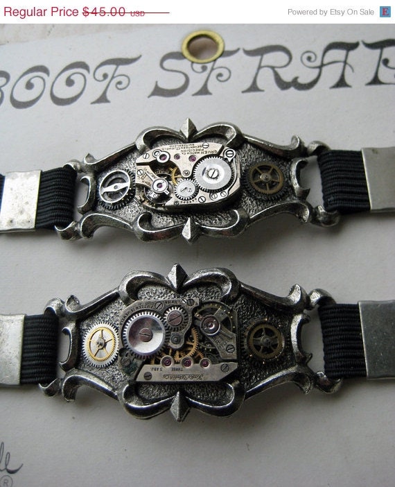 20% off EVERYTHING Steampunk Boot Straps Antique pocket watch parts Garters Leg Shoe Accessories Role Play Leggings Stockings