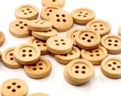 Light Natural Round Wood Button 15mm 4 holes - 12 pcs