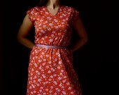 Vintage 1980's Dress Suit - Lilies on Candy Apple Red