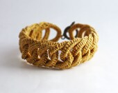Irish Crochet Bracelet Golden Faux Chainmail