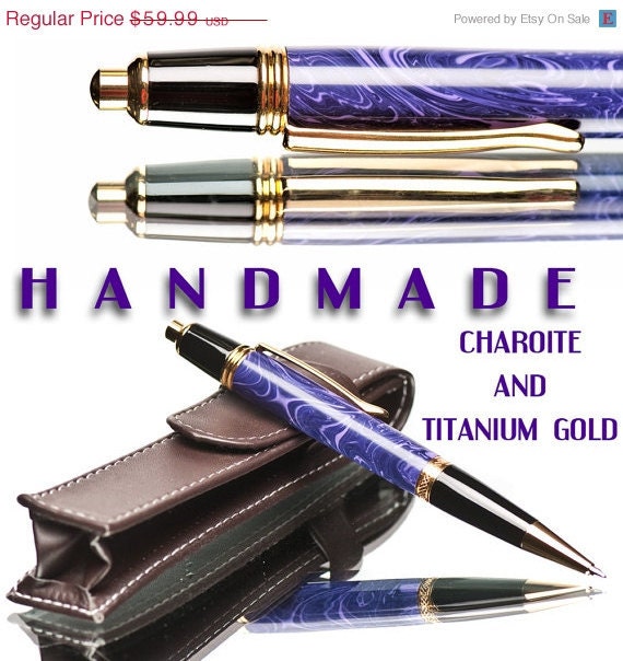 20% ALL PENS On SALE Now Handcrafted Ballpoint Pen Purple Charoite Purple and violet Charoite handmade on a lathe ballpoint Click style pen