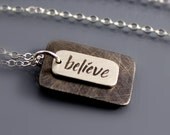 Layered Believe Necklace - Etched Sterling Silver