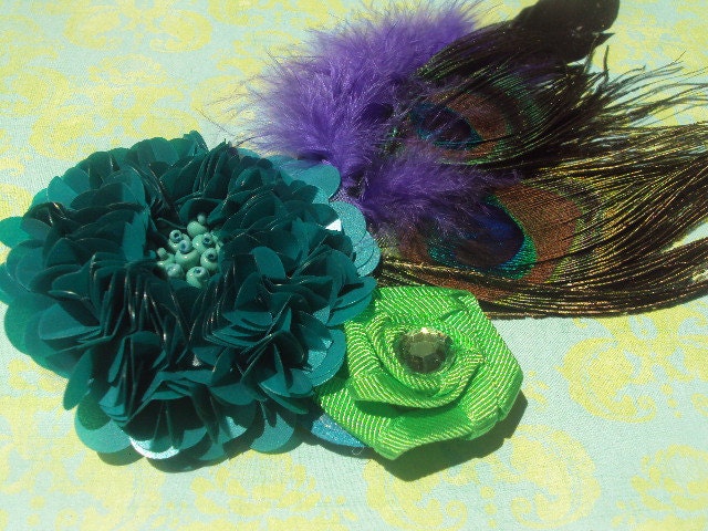 ON SALE Peacock Hair Clip by Amanda Lynne LUXE
