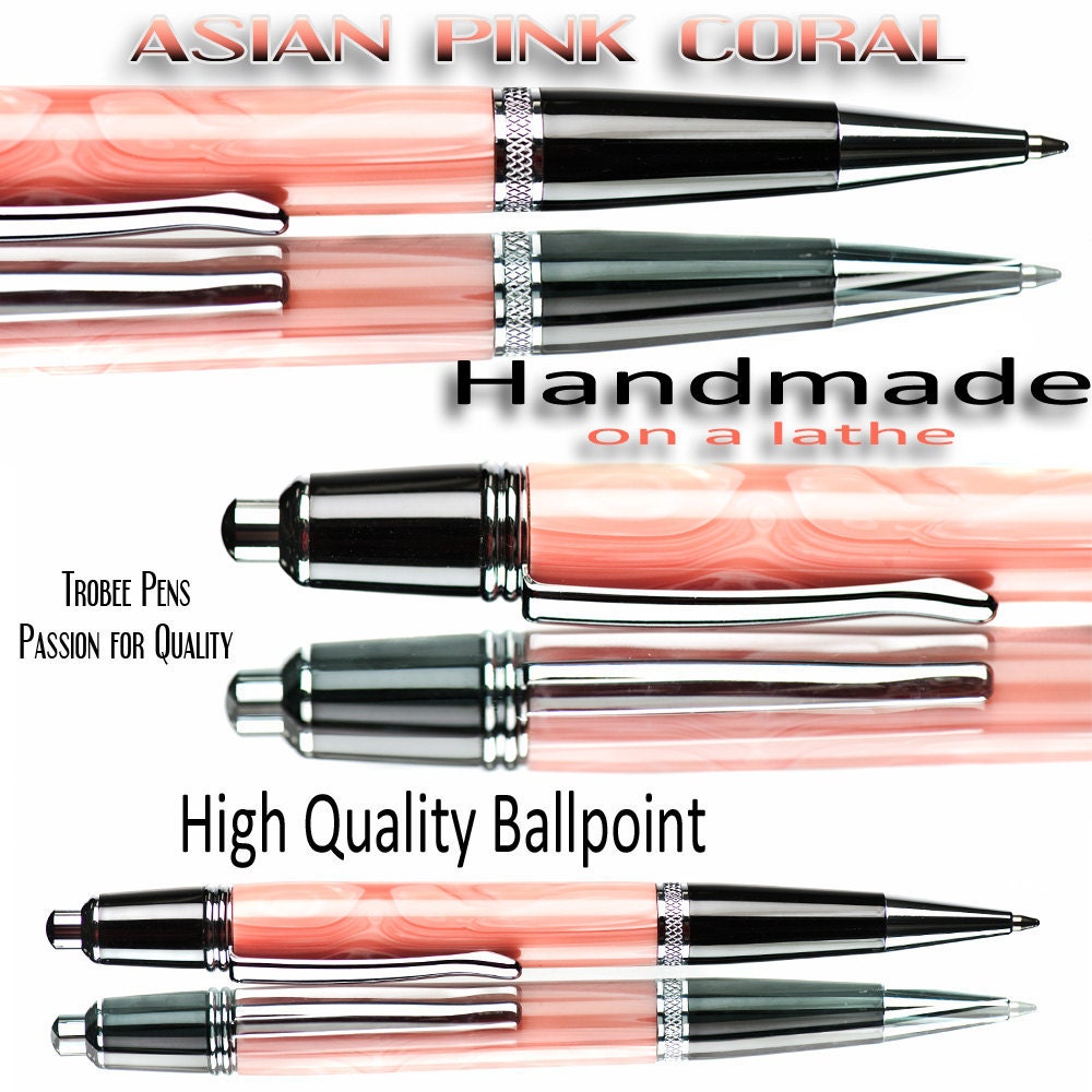 20% ALL PENS On SALE Now High quality Asian Pink Coral ballpoint pen Handcrafted and highly polished finish Click pen for everyday use