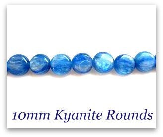 Semi Precious Beads - Kyanite - 10mm Round Beads - Metallic Blue Shimmer