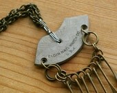 Elgin Etched Crescent and Brass Drops Pendant