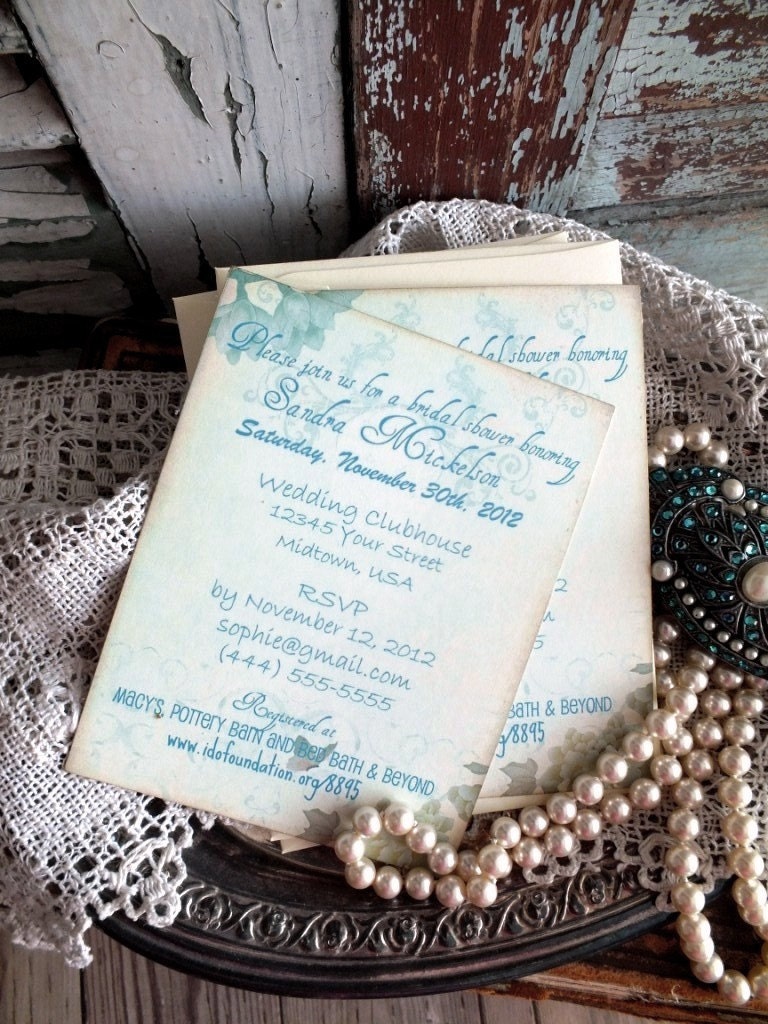 Vintage Wedding Bridal Shower Invitation Handmade by avintageobsession on etsy