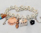 Two Disc Bracelet Personalized Bracelet Hand Stamped Bracelet