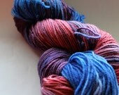 Hand dyed Yarn, Pure Fine Merino, 3.5oz Red Blue Purple Self Striping Yarn, DK Weight Yarn, 270 Yards, Free Ship