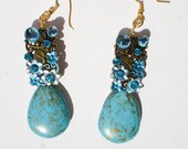 Tourquoise tear drop dangle earrings semi precious