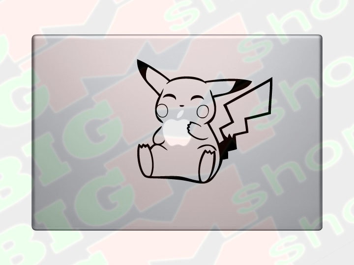 Pikachu with apple vinyl sticker for any laptop or ipad