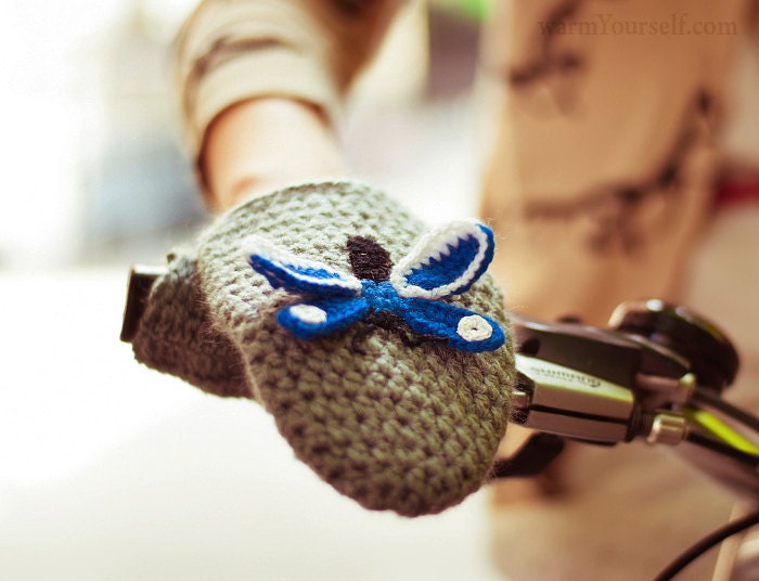MALE BUTTERFLY Bike HANDWARMERS Gloves Wool Crochet Cold Days Man Boy Teens Cozy Unique Gift for Cyclist