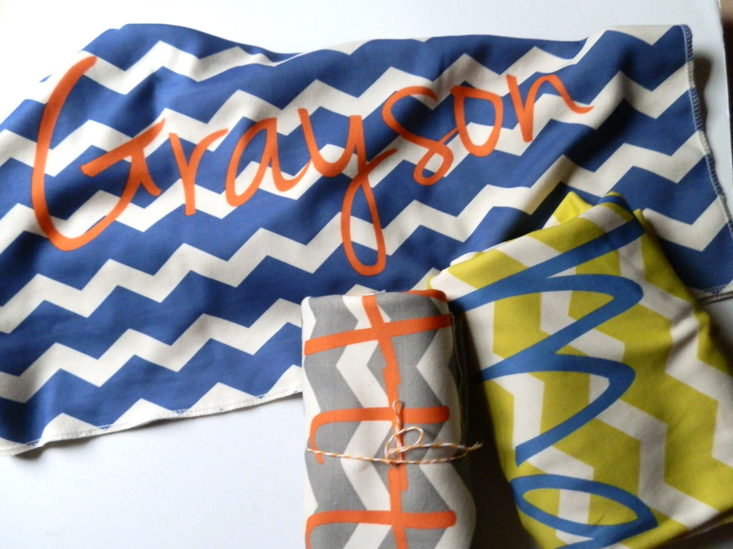 Personalized Toddler Blanket, Chevron, You Choose Color and Font, MonogrammedToddler Bedding