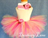 Baby Tutu only, pink yellow and white, fairy flower princess and Birthday skirt, choose from 0,3,6,9,12,18,24 months -ELISA WOODLAND FAIRY