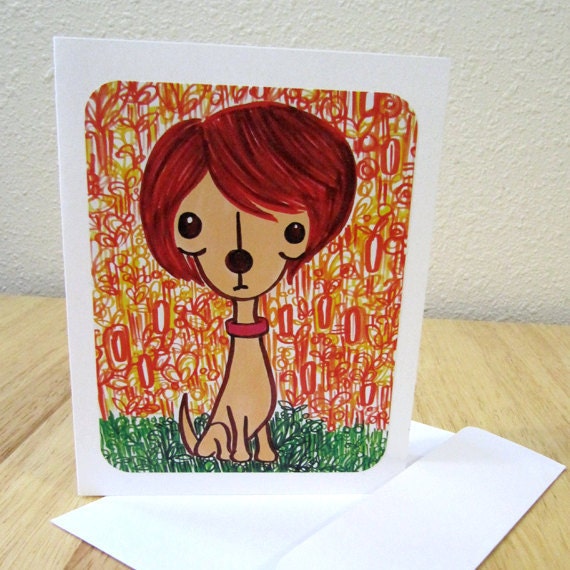 Chihuahua with a Wig Greeting Card