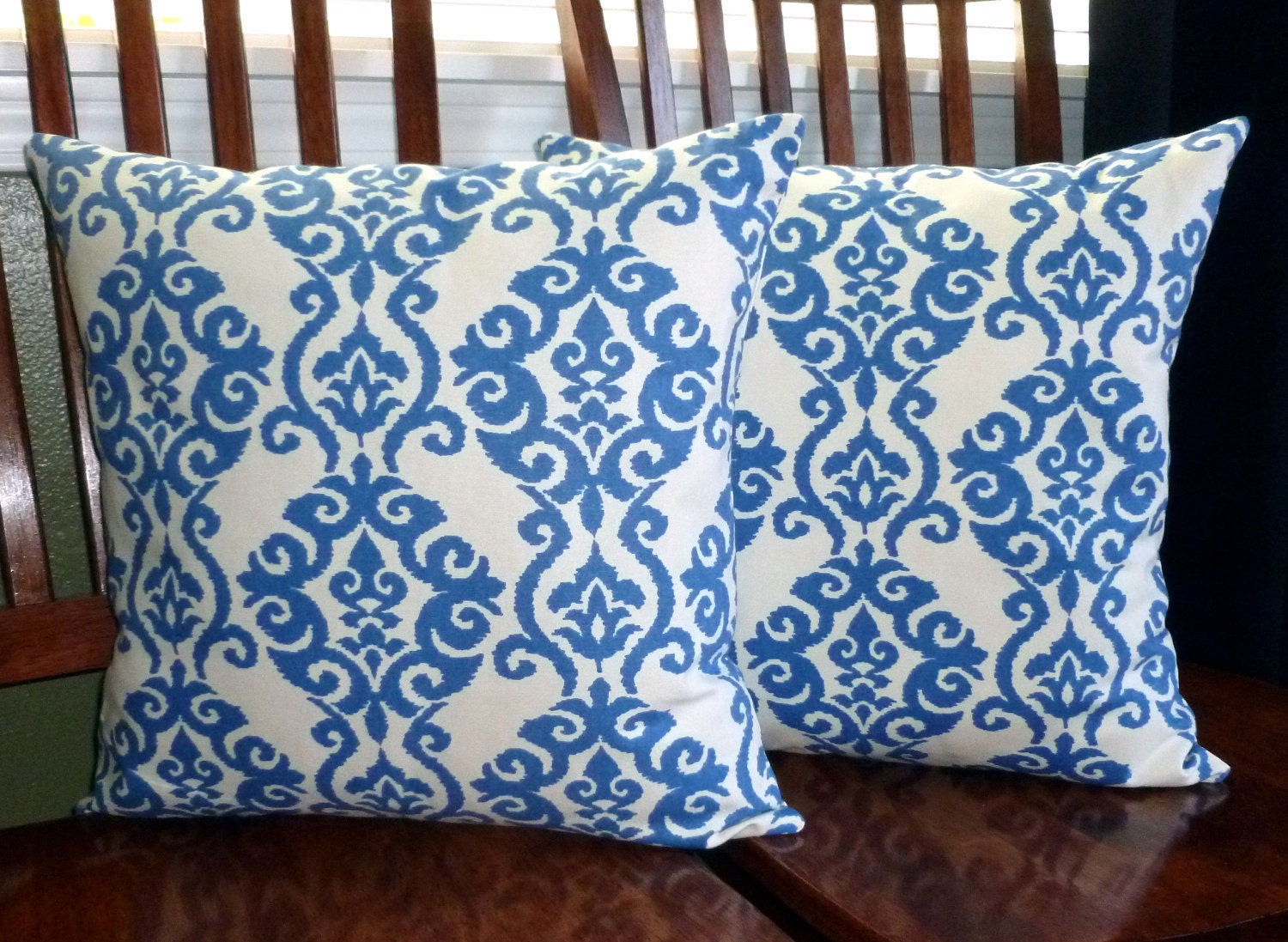 Decorative Throw Pillow Cushion Covers, Set of Two 18 Inch Indigo Blue