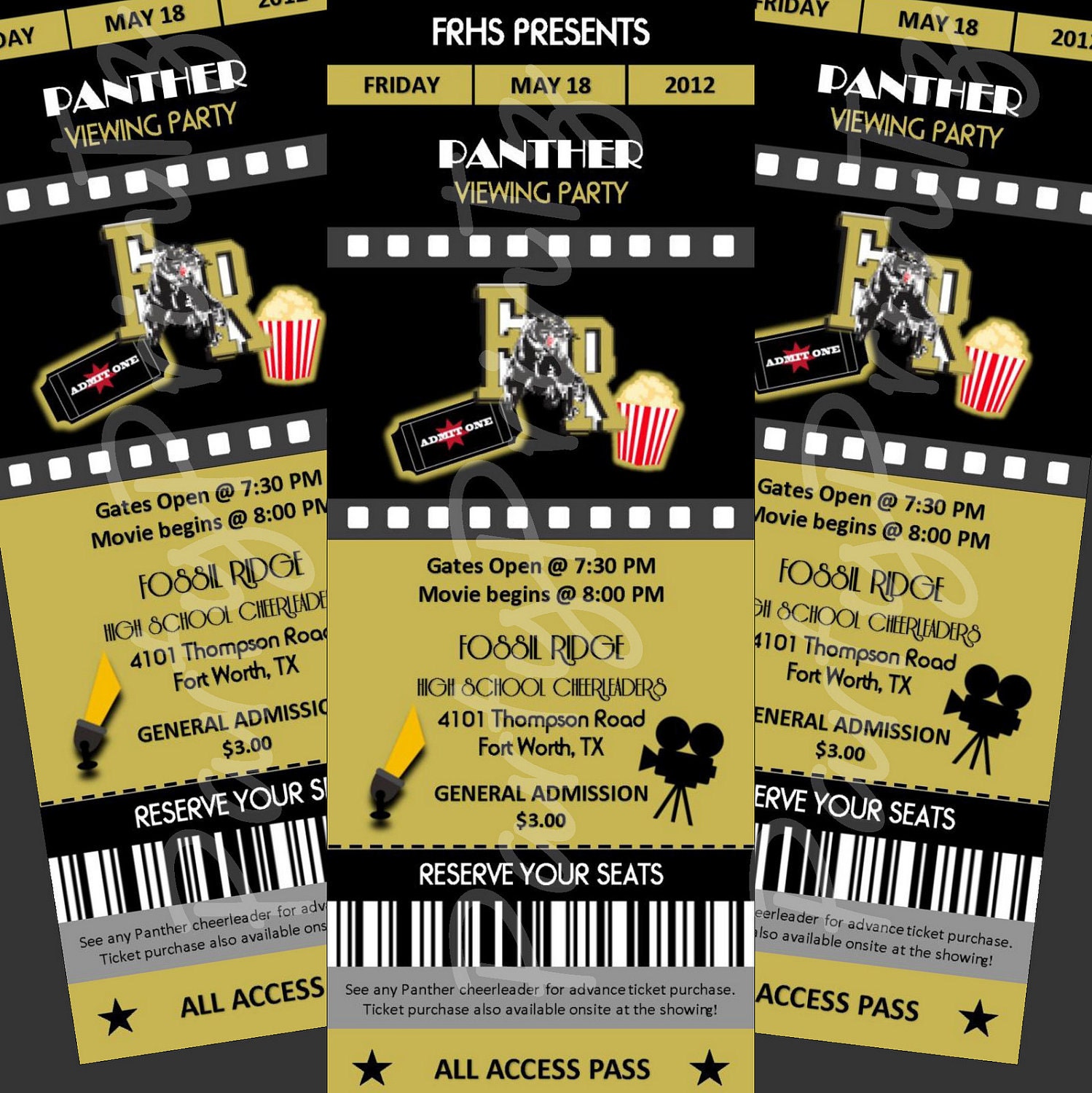 Printable Movie Night Party Ticket Invitations Personalized Custom Il_170x135
