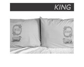 HIS & HERS king pillowcase set. grey cotton. grey screenprint.