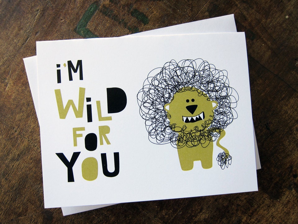 I'm Wild for You Lion note card