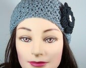 Crochet Headband, Ear warmer, Neck warmer in Gray, Black, White, Wide Head Band
