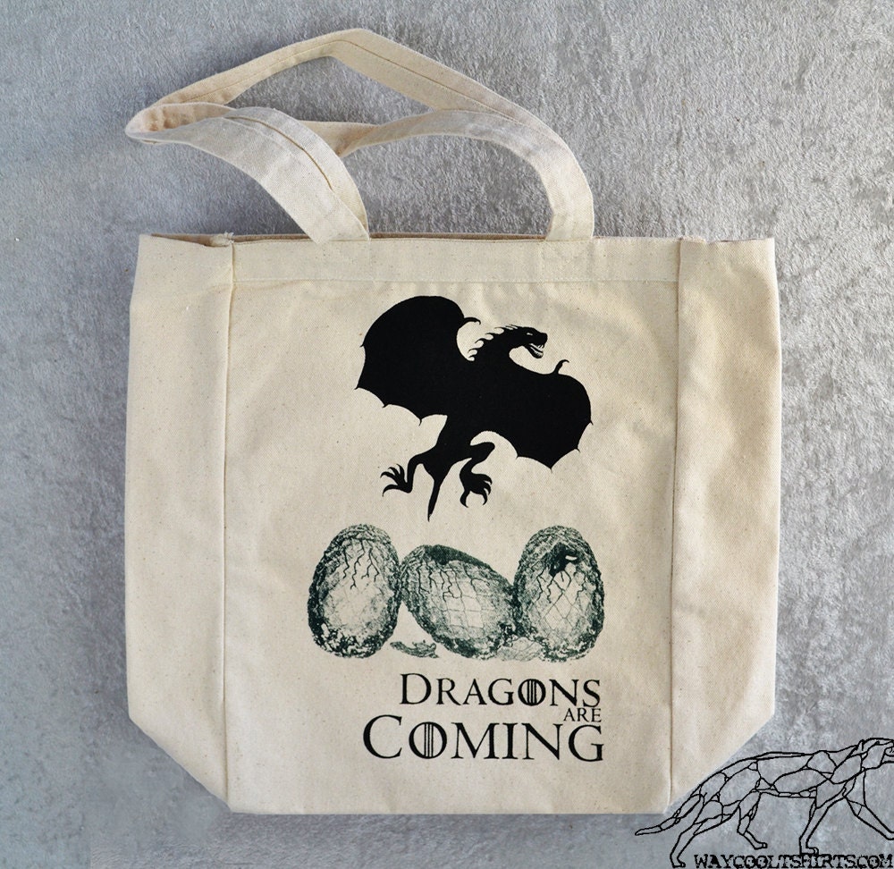 GAME OF THRONES Tote Bag - Dragons Are Coming - for Laptops Tablets Books Overnight Groceries etc - Heavy Canvas with Gussets