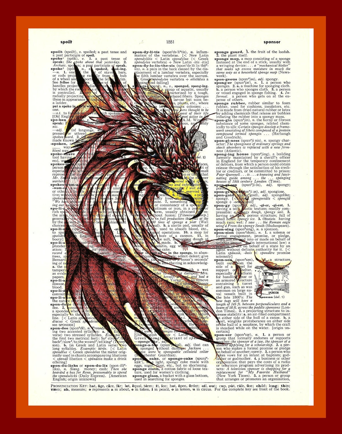 Buy Any 2 Prints get 1 Free Phoenix Bird Vintage Dictionary Art