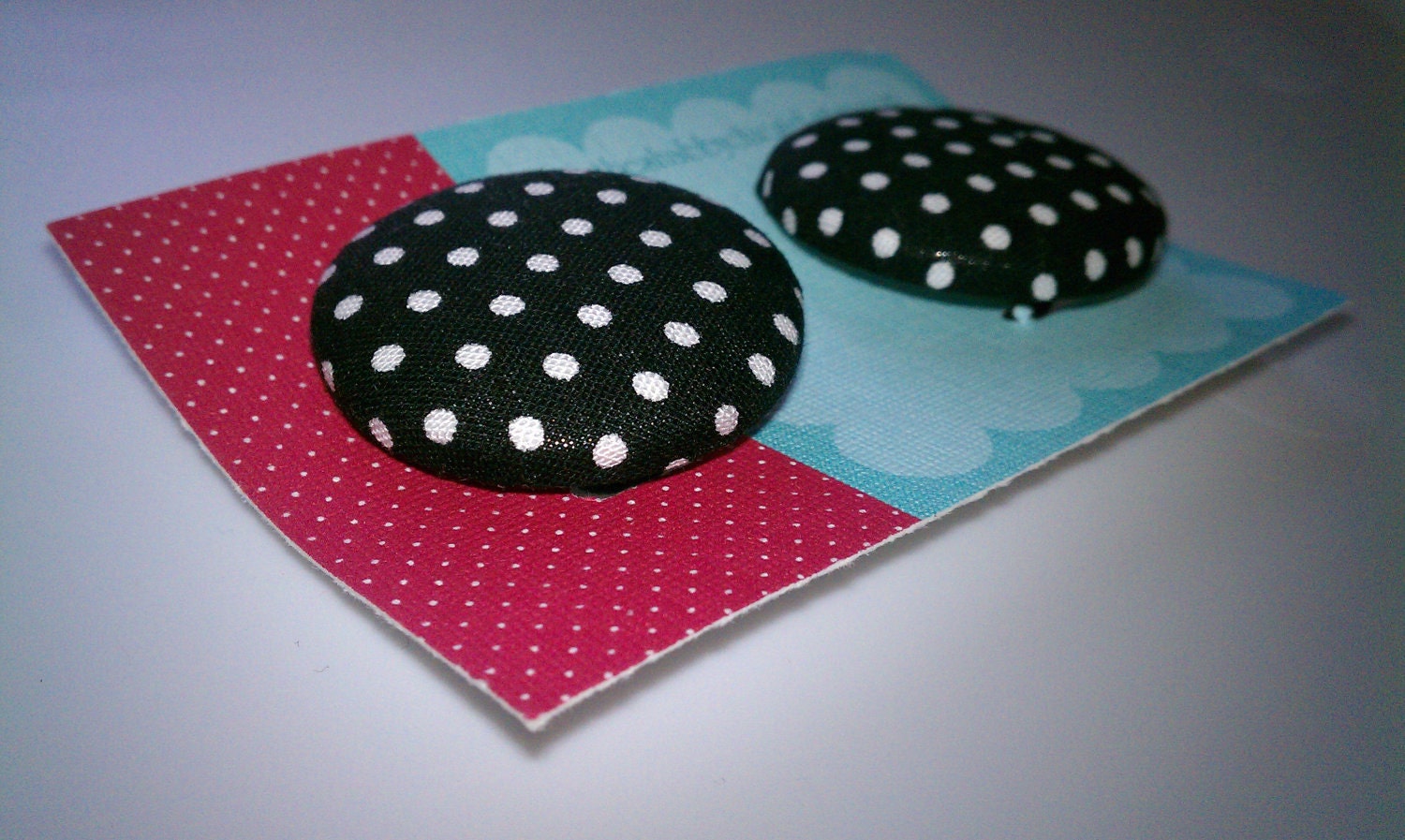 Black with White Polk A Dot Pattern Ponytail Holder Set (2 holders)