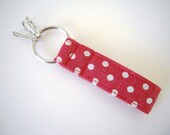 Keychain/Beige Dot On Red-Around 4.5"