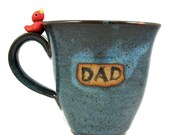 Huge DAD Ceramic Mug with Bird - Perfect for Father's Day - Ready to Ship / Handmade Pottery Wheel Thrown Stoneware Clay