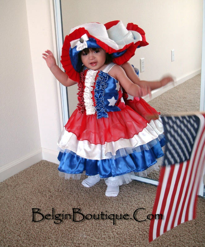 Pageant RWB Baby Patriotic Amearican Wear custom casual wear 4 july Liverty 12m 18m 2 3 4 5 6 7 8 9 10 yrs