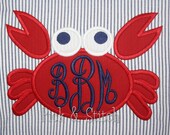 Ready for Monogram Crab Applique machine embroidery design