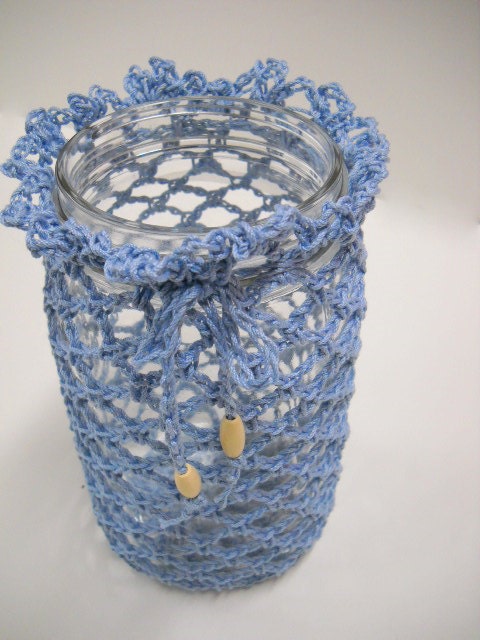Crocheted Jar Cozy/ Candle Cozy/  Vase Cover/ Luminary