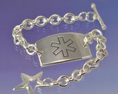 Custom Medical Alert Tag Bracelet. Allergy Bracelet. Silver