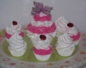 Tea Party Fake Cupcake Photo Props, Butterfly and Lady Bugs, great Summer Kitchen Home Decor, Unique Gifts
