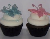 Chocolate and Cream Cheese FAKE CUPCAKES with Pink and Blue Butterflies, Photo Props, Unique Summer Kitchen Home Decor, Cupcake Shop Display