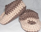6 to 12 Month Crochet Baby Moccasin Booties Infant Toddler Chocolate Brown and Tan Many Colors and Sizes available