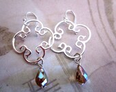 Sterling Filagree Earrings with Crystal Drops