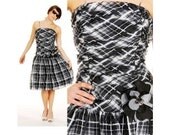 Vintage 1980s Rimini PLAID CRINOLINE Party Dress XS/S