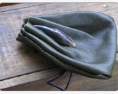 Tashina . Dark Olive Green- Brown Leather Shaman Medicine Bag & Stained Buffalo Tooth . Handmade Rustic  By Gray Wolf's Mother