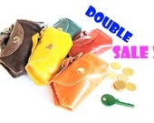 Tiny Suitcase for Coins - leather coin purse - you get 2
