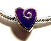FREe SHIPPING   european beads Heart charm purple PBB507a