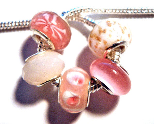 FREE SHIPPING   european bead set pink charms PBS802