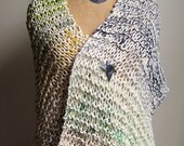 Organic Cotton knit shawl  Cream. Green. Black. Yellow.