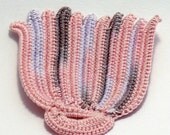 Crochet Appllique Irish Lace Motif Tulip Pink Wisteria Brown