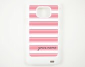 Personalized Samsung Galaxy S 2 Case /  Monogram Samsung I9100 Galaxy S II Hard Case  -- Stripe