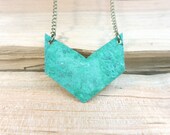 Chevron Necklace Verdigris Necklace Rustic Metal Jewelry Tribal Necklace Geometric Necklace