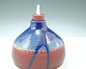 Patio Torch Lamp Oil Burner Citronella Large blue, red overlapping glaze pattern